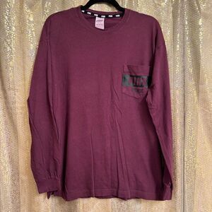 PINK Victorias Secret‎ Maroon Black Campus Long Sleeve Oversized Small
